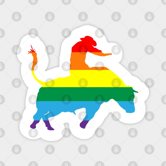 Bull Rider 1: Pride Flag Magnet by ziafrazier