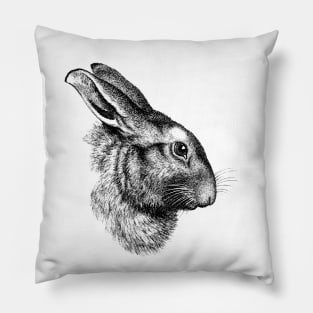 Rabbit Bunny Hare Cute Realistic Drawing Wildlife Animal Pillow