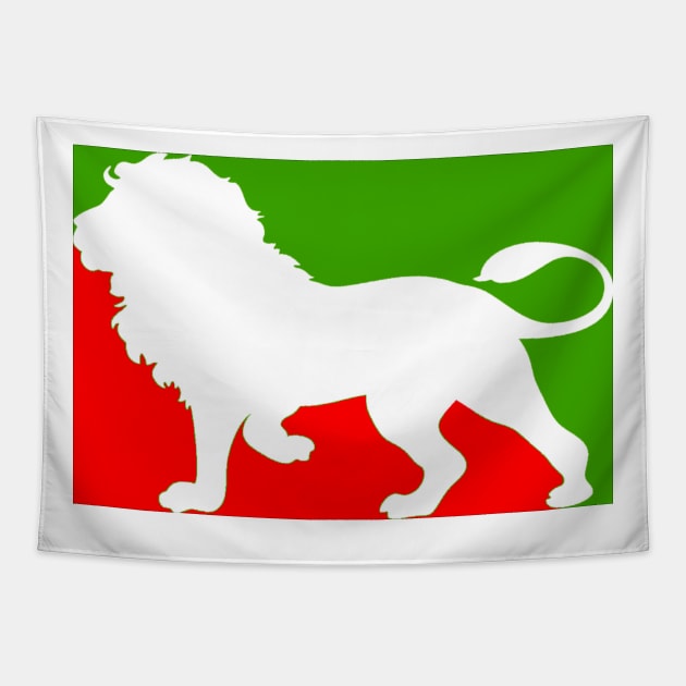 LION, RED WHITE GREEN Tapestry by Unique Shop