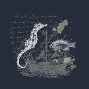 Vintage, Steampunk Seahorse T-Shirt