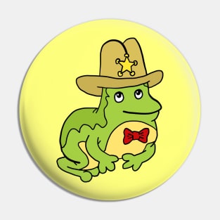 cute green frog with a cowboy hat. Pin