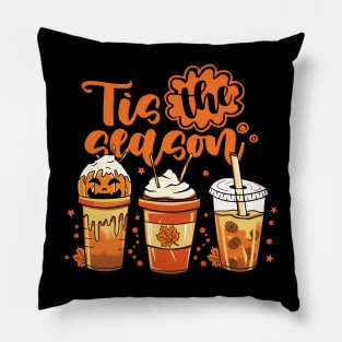 Tis The Season Pumpkin Spice Latte Halloween Fall Coffee Pillow