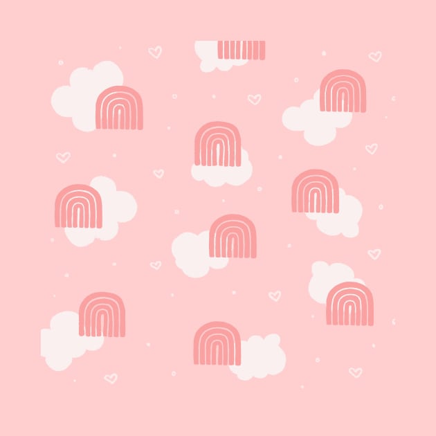 Pink Rainbows and Clouds - Pattern by By Erika with a K