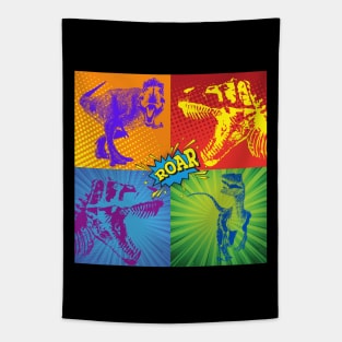 Dino Pop Art - T Rex and Velociraptor Tapestry