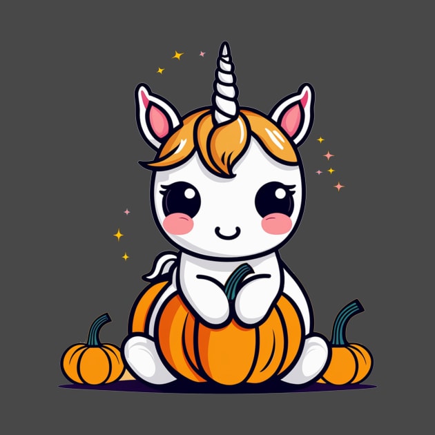 Unicorn with halloween pumpkin by Edgi