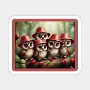 Five Cute Owls in the Forest Magnet