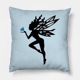 Fairy with Blue Butterfly Pillow