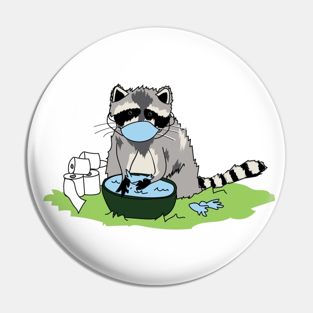 Corona Raccoon Blue Mask Pin by kristinbell