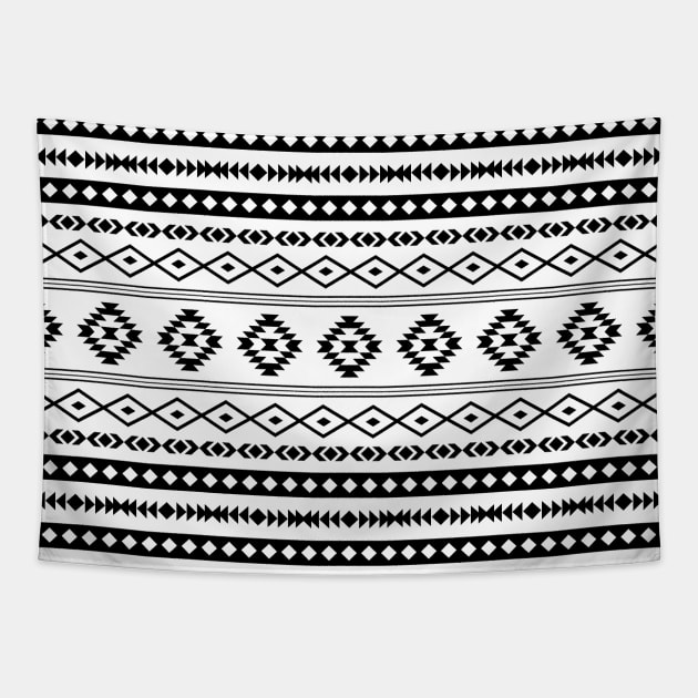 Aztec Black on White Mixed Motifs Pattern Tapestry by NataliePaskell