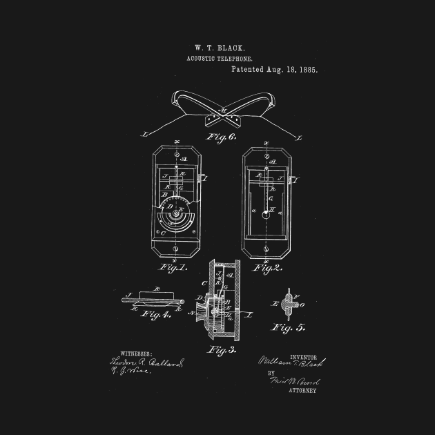 Acoustic Telephone Vintage Patent Hand Drawing by TheYoungDesigns