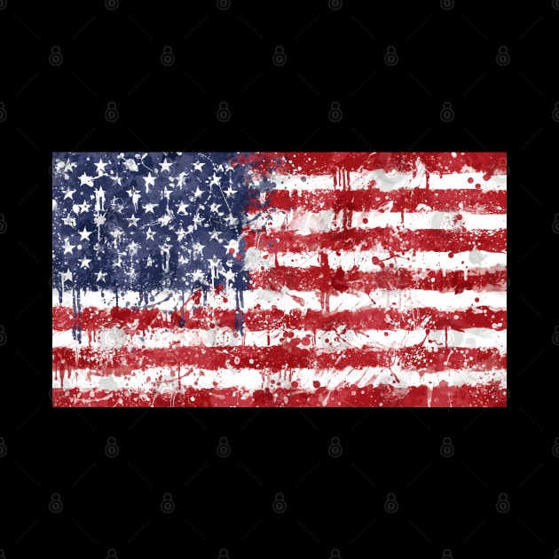 USA Flag Action Painting - Messy Grunge by GAz