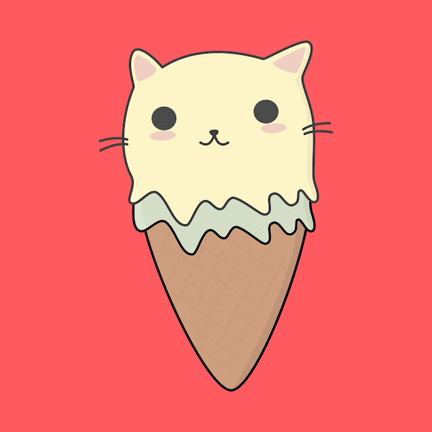 Cute Ice Cream Cat T-Shirt by happinessinatee