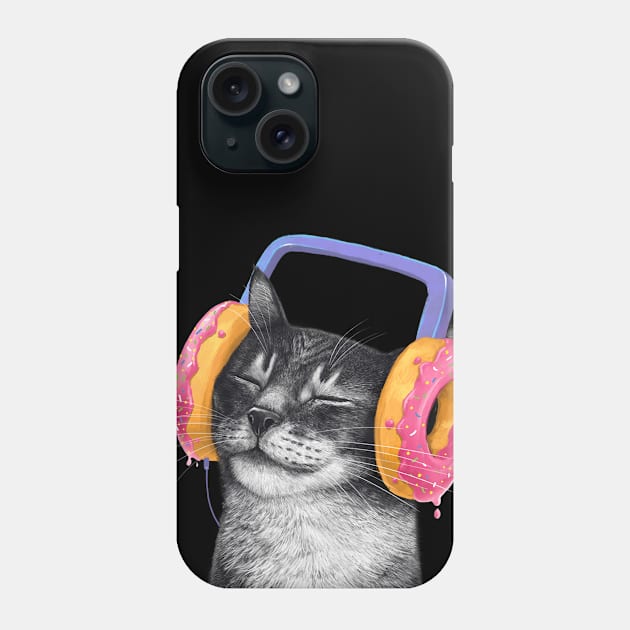 Cat with headphones Phone Case by kodamorkovkart