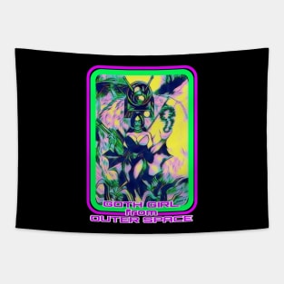 GOTH GIRL FROM OUTER SPACE WITH ROBOT MONSTER Tapestry