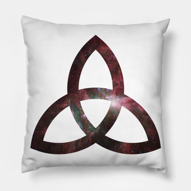 Celtic Trinity Knot Triquetra Galaxy Style Pillow by TenchiMasaki