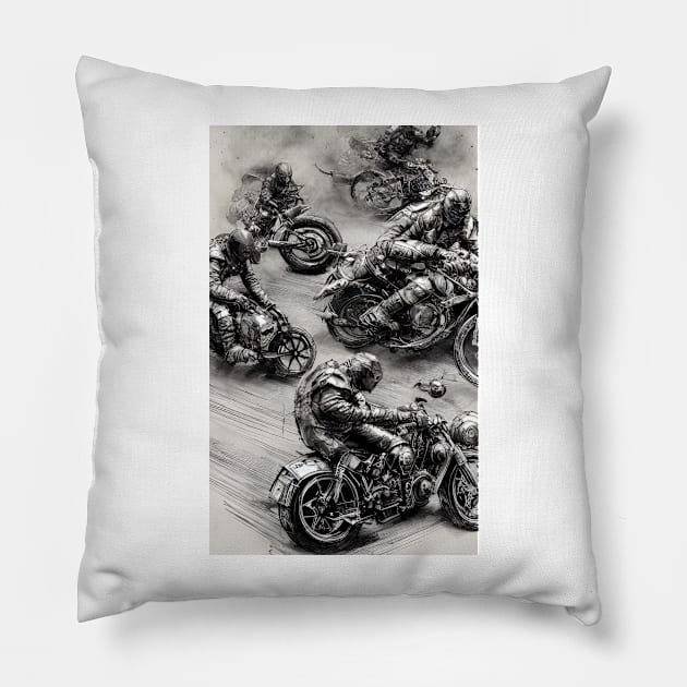 Biker Gang Pillow by BryanWhipple