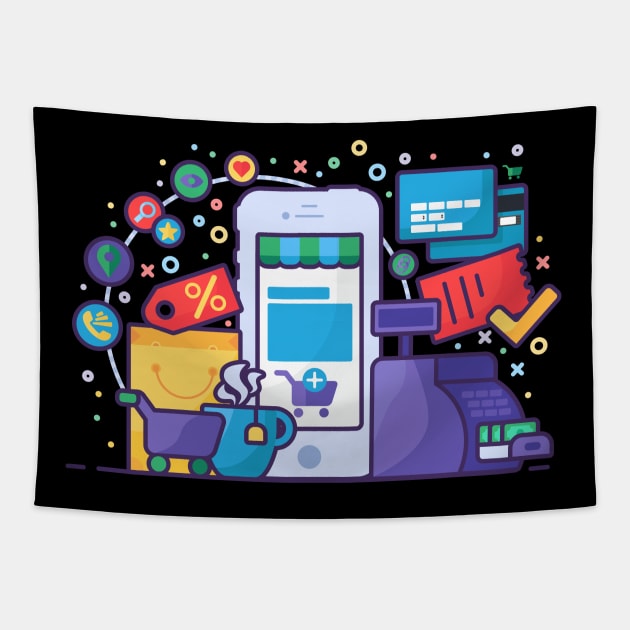 Shop Shopping Tapestry by Hashop