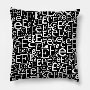 E - Typography (White) Pillow