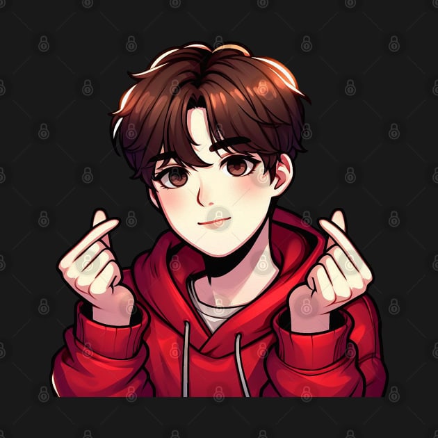 Cool Guy Korean Finger Hearts Kpop by Plushism