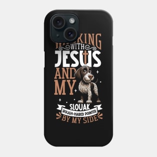 Jesus and dog - Slovak Rough-haired Pointer Phone Case