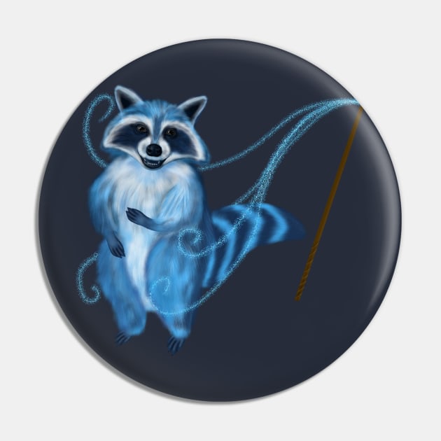 Magical Familiar Racoon Pin by KataMartArt