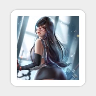 Cute Glasses Tifa Lockhart Fanart Magnet