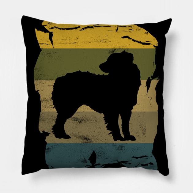 Australian Shepherd Distressed Vintage Retro Silhouette Pillow by DoggyStyles