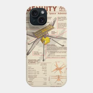 Ingenuity Mars helicopter infographic tshirts Phone Case