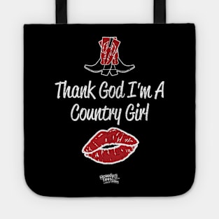 Thank God I'm A Country Girl - Red & Black Cowgirl Boots with Red Kiss Tote