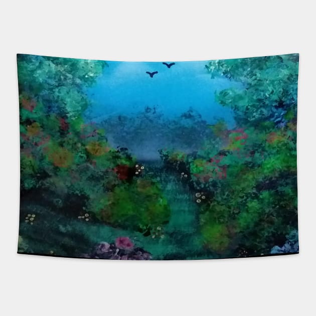 Beautiful garden landscape Tapestry by Edwardtiptonart