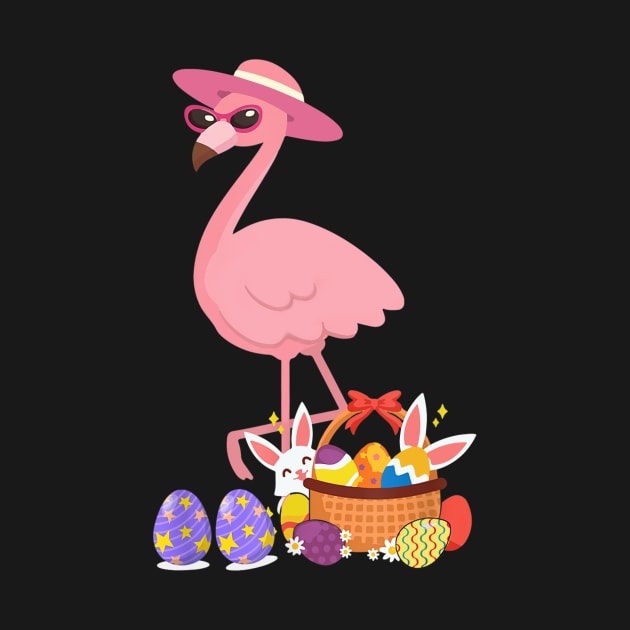 Womens Pretty Easter Flamingo with Easter Basket Funny Gifts by cruztdk5