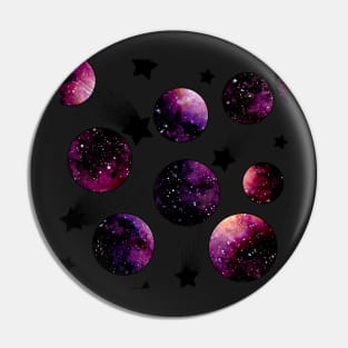 Watercolor Dark Circles, Stars and Galaxy Pin