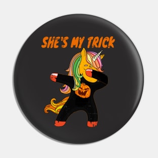 She is My Trick Halloween Dabbing Unicorn Pin