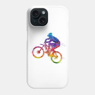 Boy Mountain Bike Cycling Watercolor Sport Phone Case