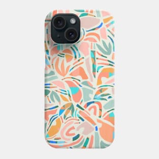 Tropical Cut-Out Shapes in Mint and Orange Phone Case