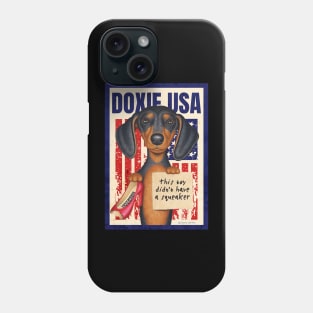 Doxie fun red white and blue patriotic Black Dachshund with Red Shoe USA Phone Case