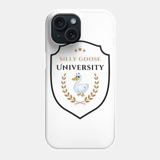 Silly Goose University - Cartoon Goose Emblem With Golden Details Phone Case