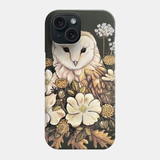 Barn owl and Wild Roses Phone Case
