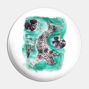 Koi Fish With Lilypads Pin