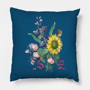 Vintage Bouquet Botanical Illustration Pillow