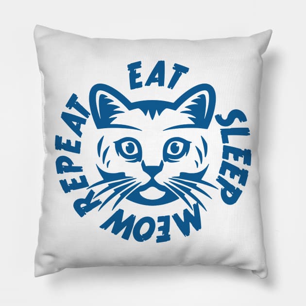 Eat Sleep Meow Repeat Pillow by PaletteDesigns