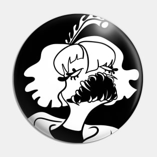 Sea Creature Girl (black and white) Pin