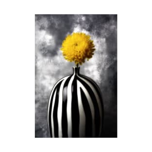 Yellow Jumbo Mum In Striped Vase T-Shirt