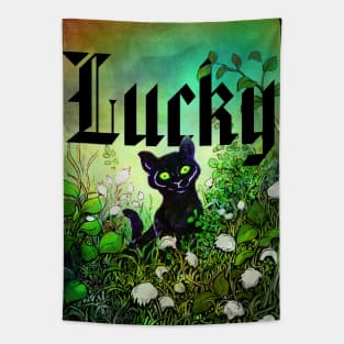Lucky Black Cat Tapestry