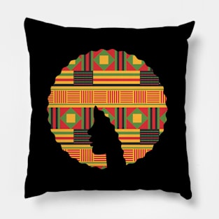 Afro Hair Woman with African Pattern, Black History Pillow