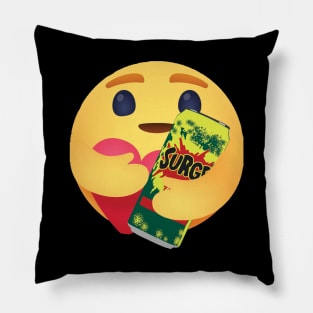 Surge 90s soda drink care hug emoji Pillow