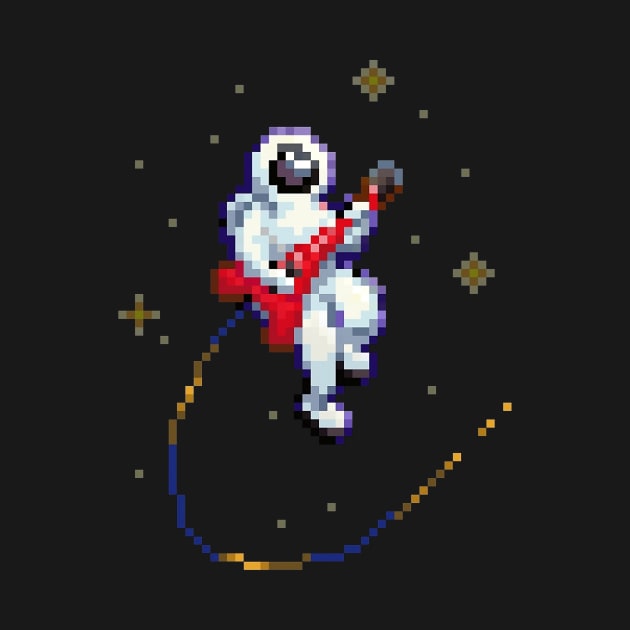 Rock Out Astronaut Pixel Art by Wolfkin Design