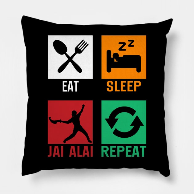 Eat Sleep Jai Alai Repeat Jai Alai Pelota Basque Jai Alai Pillow by WildFoxFarmCo