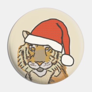 Big Cats Knitted Tiger Christmas Santa Hat Pin