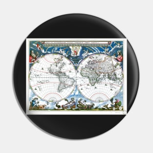 World map wall art 1690 dorm decor mappemonde Art Print Pin